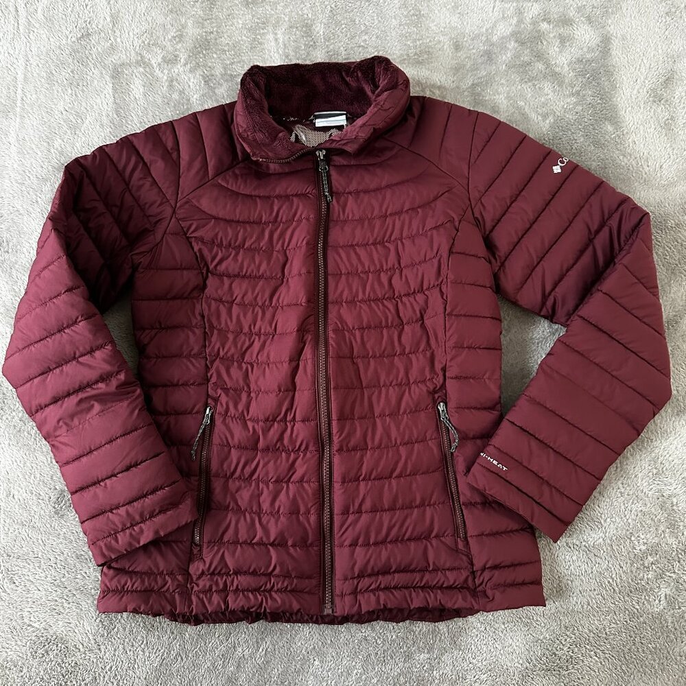 Columbia Puffer Jacket Women's MEDIUM Omni-Heat Reflective Lining Burgundy